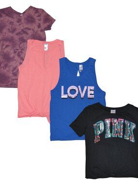 Lot of 4 Victoria's Secret PINK Tanks T-Shirts Size XS Summer Spring Fashion EUC